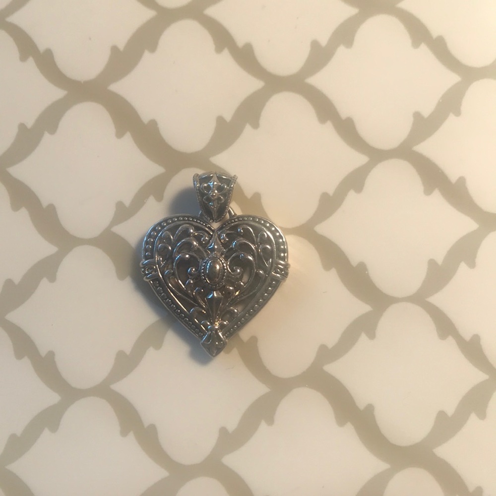 Silver & 14k Gold heart necklace enhancer